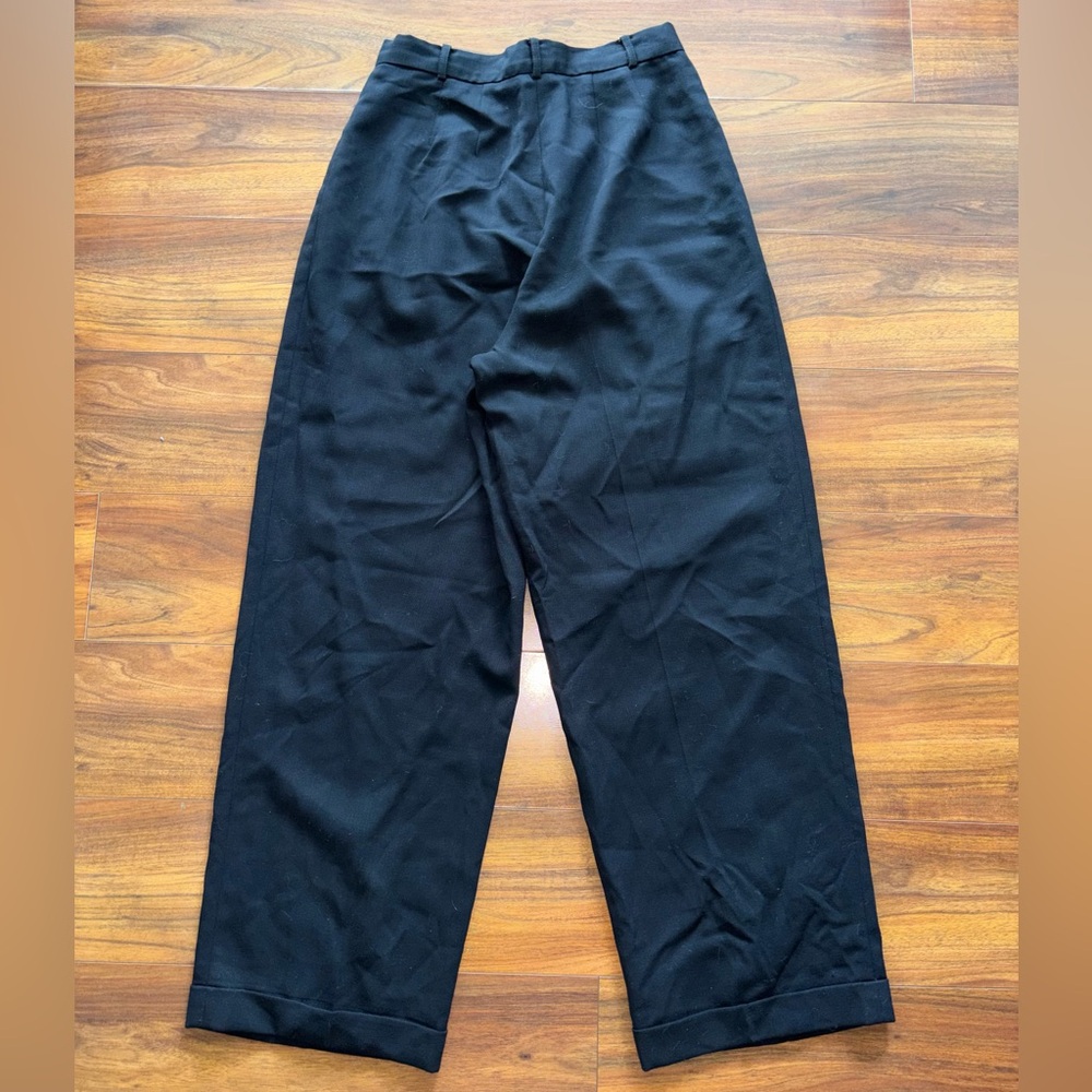 Vintage Eddie Bauer Black Wide-Leg Pleated Wool Trousers - Picture 4 of 5